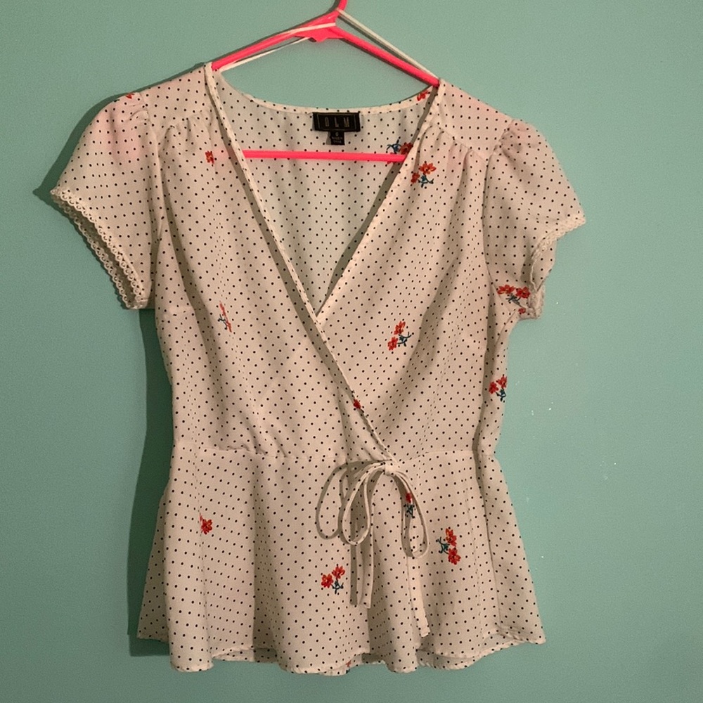 Polka Dot Wrap Blouse